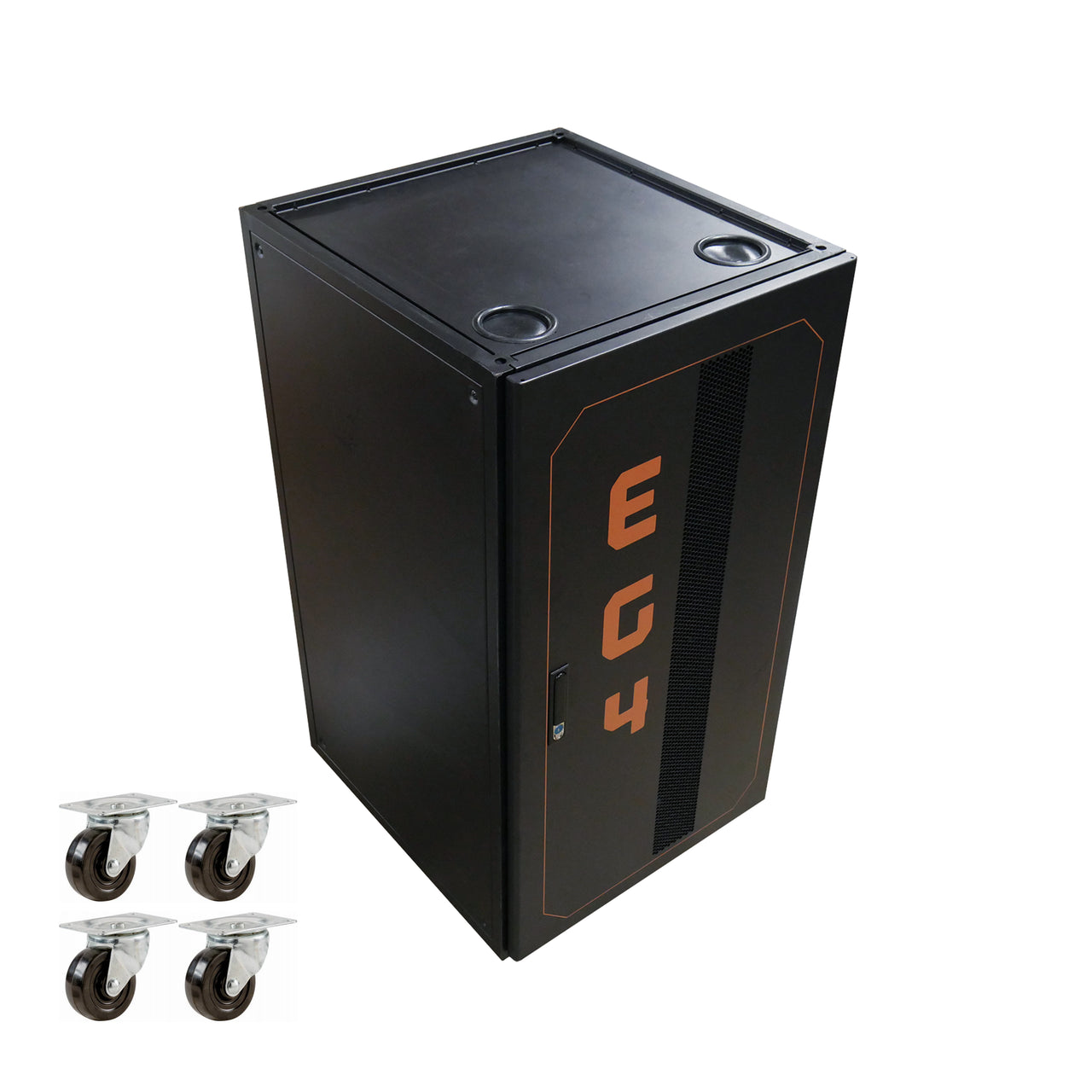 EG4 enclosed 6-slot battery rack on caster wheels