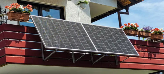 Balcony solar panels on a railing