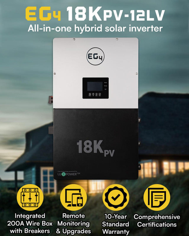 EG4 18kPV Hybrid Inverter — 18,000W PV Input / 12,000W Output, 48V Split Phase
