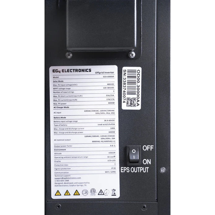EG4 6000XP Off-Grid Inverter, 6000W Output, 8000W PV Input, 480V VOC Input