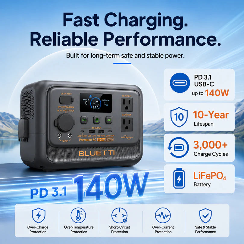 BLUETTI Premium 30 V2 Portable Power Station — Open Box | 320Wh | 600W | LiFePO₄