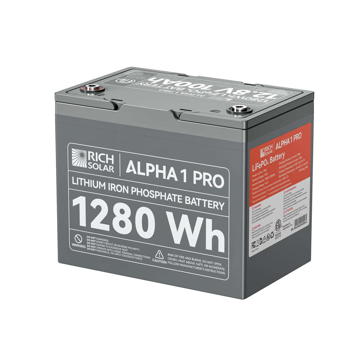 Rich Solar ALPHA 1 PRO 12V 100Ah LiFePO4 Battery