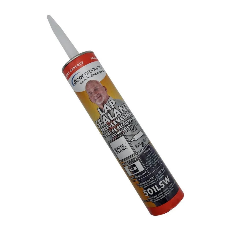 Tube of Dicor self-leveling lap roof sealant