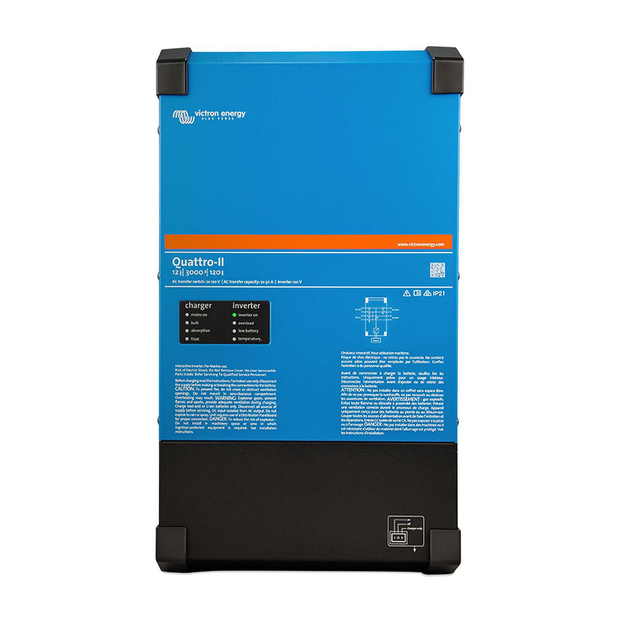 Victron Quattro-II 12/3000/120-50/50 inverter/charger, blue
