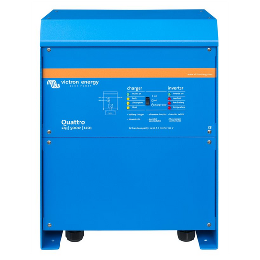 Victron Quattro 12/5000/220-100/100 inverter/charger, silver enclosure