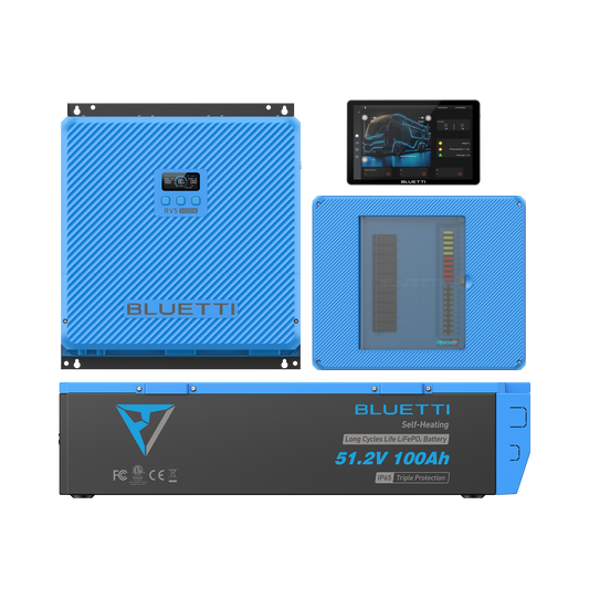 BLUETTI RV5 RV power kit with power hub, battery, Epanel, and Epad