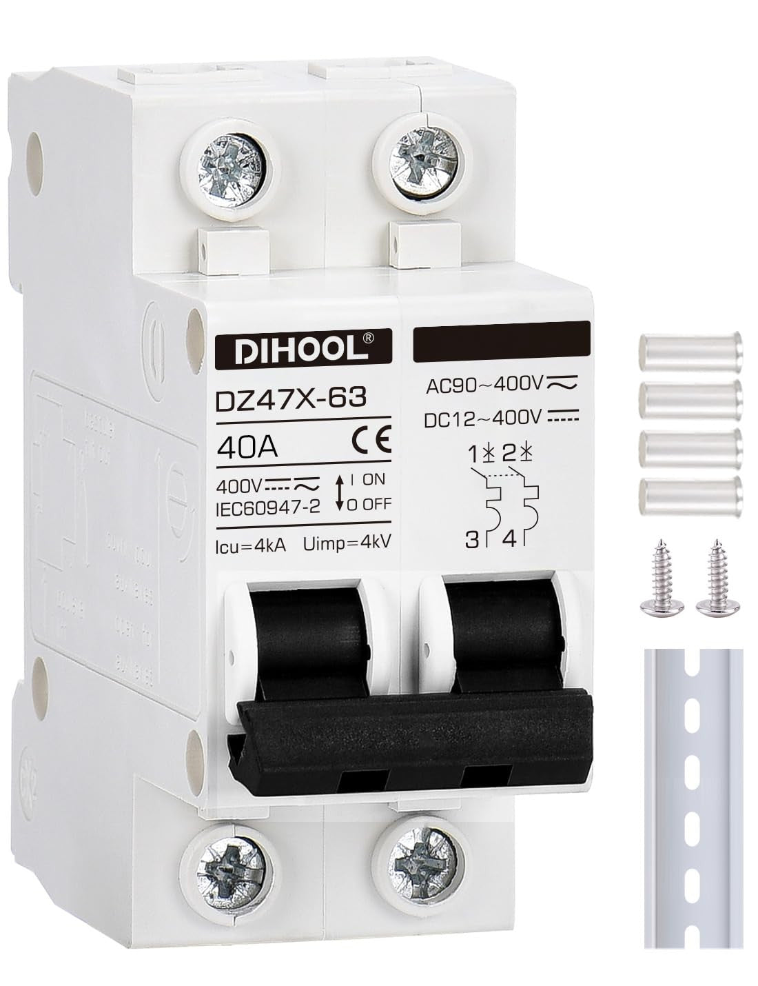DIHOOL 6A 2-pole DIN-rail solar disconnect breaker