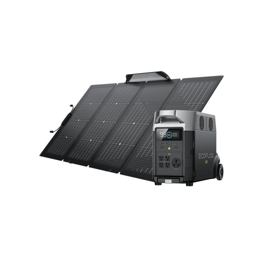 EcoFlow DELTA Pro portable home battery with 220W bifacial solar panel