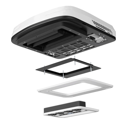 OutEquip DC-powered rooftop RV air conditioner with heater