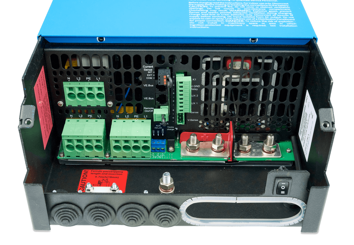 Victron MultiPlus-II 12/4000/160-50 2x120V, connection compartment with split-phase AC output terminals