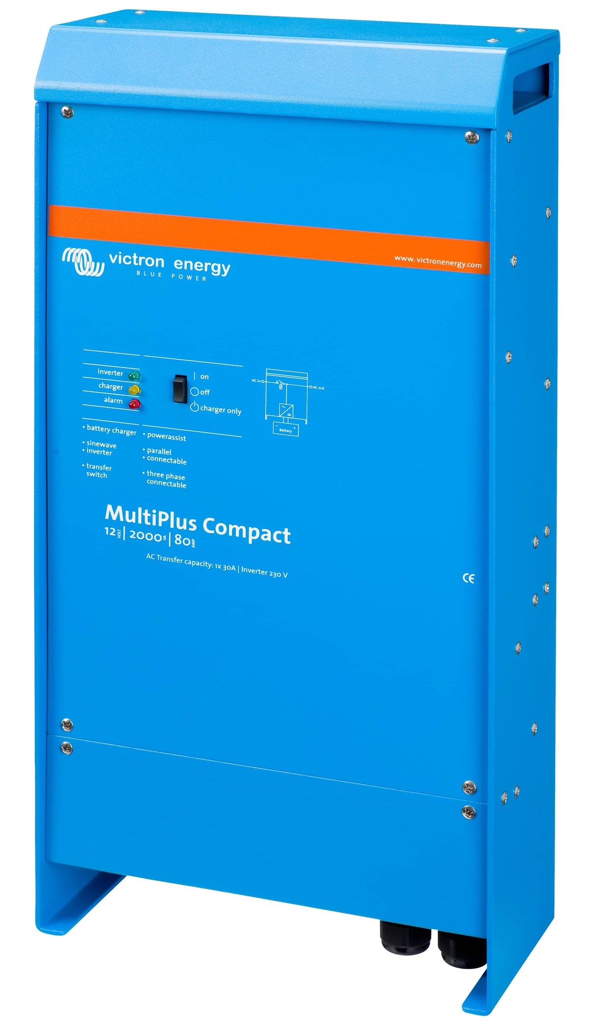 Victron MultiPlus Compact 12/2000/80-50 120V inverter/charger, left side